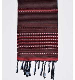 Beach towel arabesque senois and black Fouta Tunisia - 1