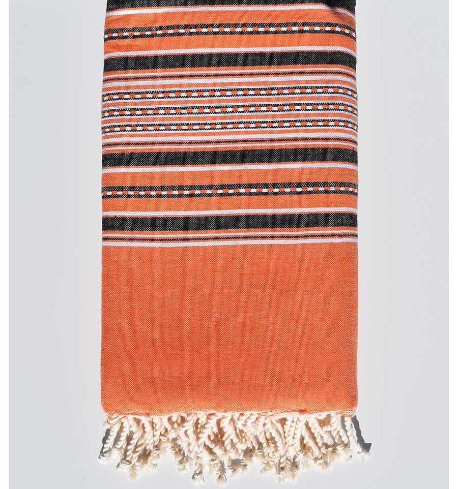 Arabesque coral orange big beach towel Fouta Tunisia - 1