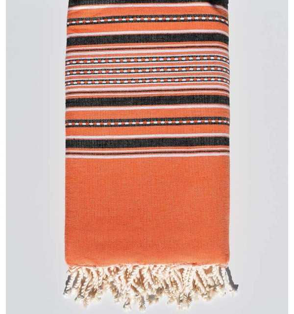 Arabesque coral orange big beach towel Fouta Tunisia - 1