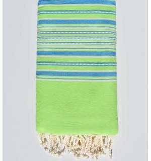 Neon green with blue stripes throw Fouta Tunisia - 1
