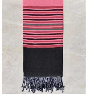Pink with stripes Throw Fouta Tunisia - 1