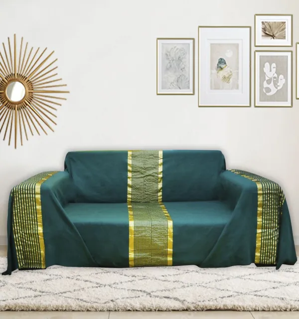 Thrown dark green with gold lurex Fouta Tunisia - 1
