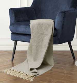 Very light beige throw blanket 1.6m*1.6m Fouta Tunisia - 1