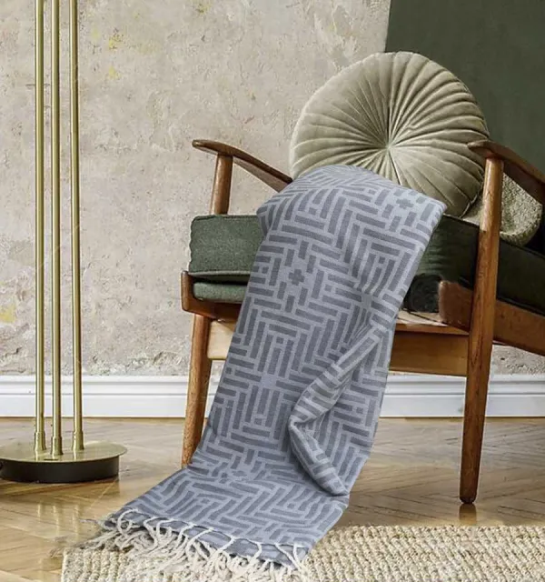 Cool grey Throw 2.9m*2m Fouta Tunisia - 1