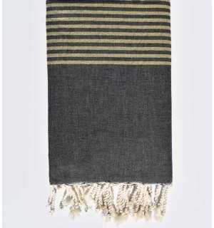 Thrown slate with golden lurex Fouta Tunisia - 1