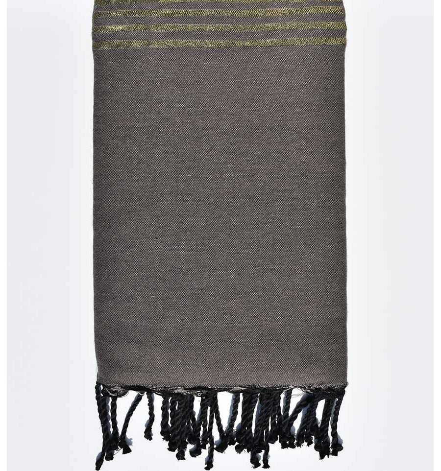 Thrown taupe with golden lurex Fouta Tunisia - 1
