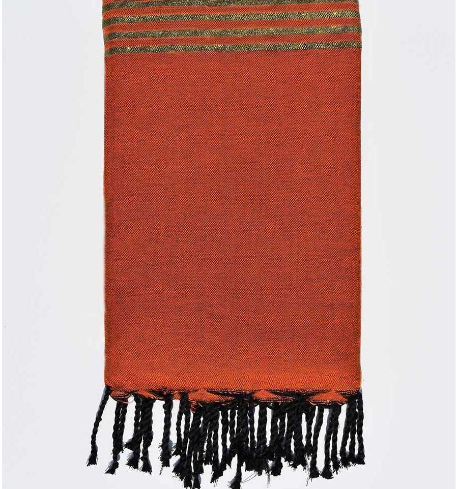 Thrown orange with golden lurex Fouta Tunisia - 1