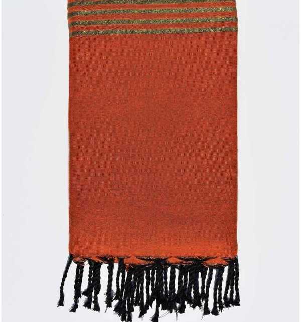 Thrown orange with golden lurex Fouta Tunisia - 1