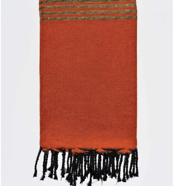 Thrown orange with golden lurex Fouta Tunisia - 1