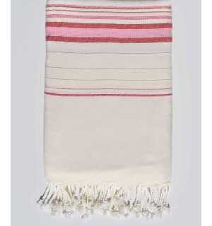 Fadhila white and pink with lurex throw 2m/3m Fouta Tunisia - 1