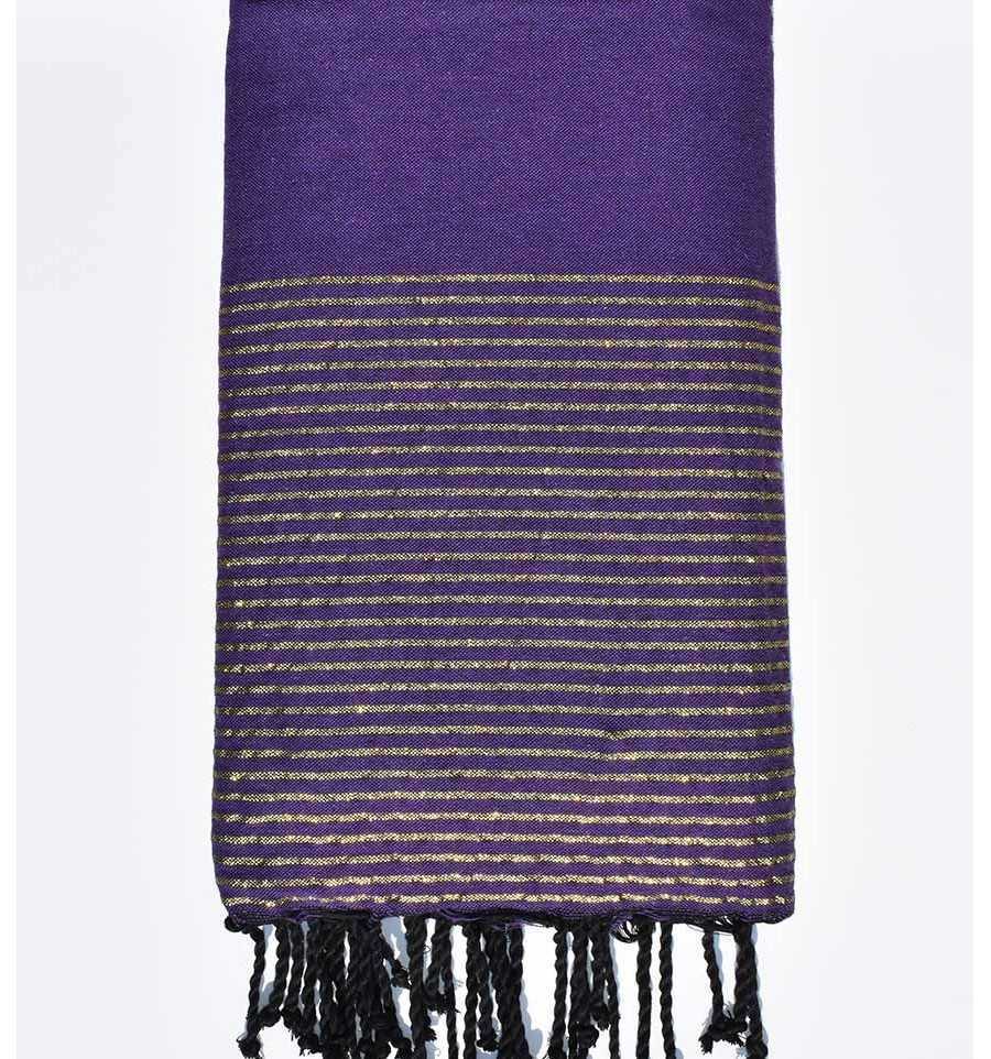 Thrown dark purple with golden lurex Fouta Tunisia - 1