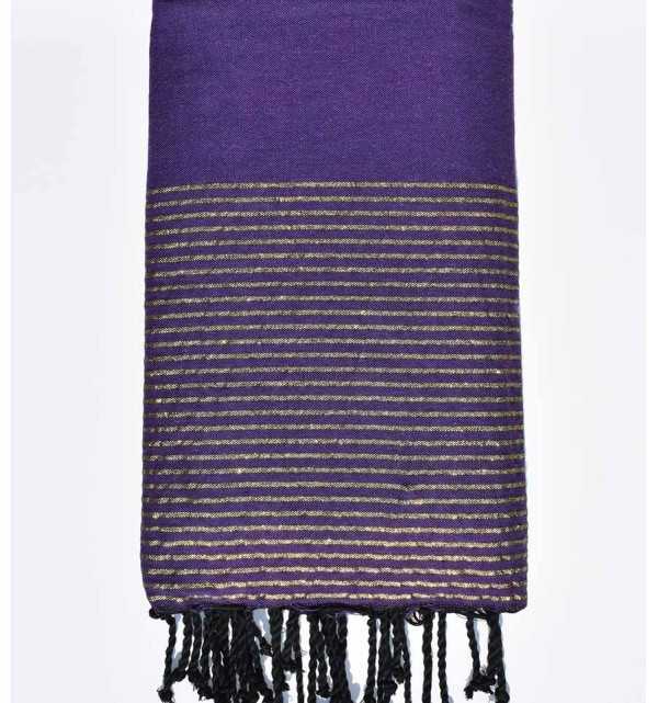 Thrown dark purple with golden lurex Fouta Tunisia - 1