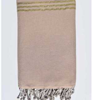 Thrown beige with golden lurex Fouta Tunisia - 1