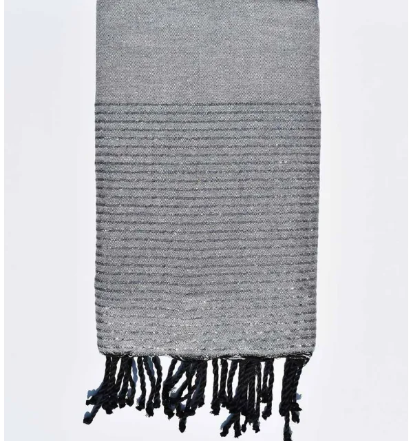 Thrown mouse gray with silver lurex Fouta Tunisia - 1
