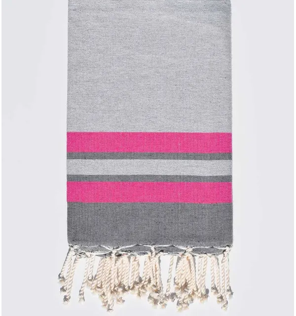Beach towel Light grey, pink and gray  - 1
