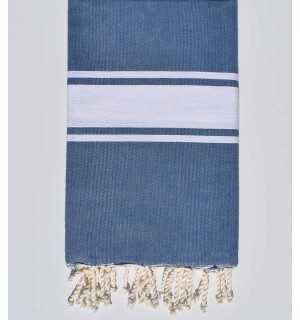 Flat turquin blue Beach towel Fouta Tunisia - 2