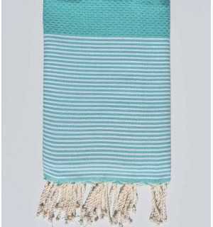 Beach towel honeycomb opaline green Fouta Tunisia - 1