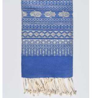 Beach towel Khomsa ultramarine blue Fouta Tunisia - 1