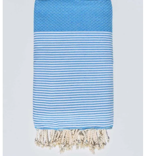 Thrown azure blue Fouta Tunisia - 1