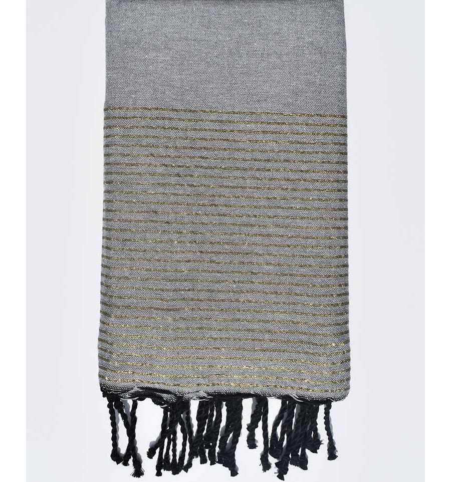 Thrown mouse gray with golden lurex Fouta Tunisia - 1