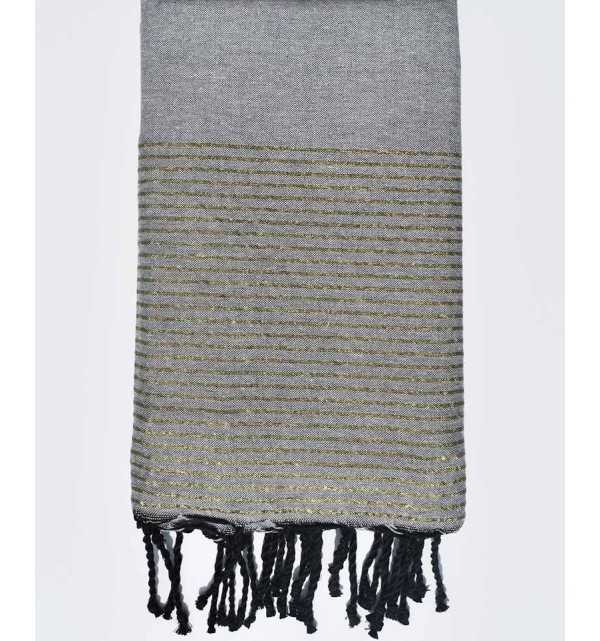 Thrown mouse gray with golden lurex Fouta Tunisia - 1