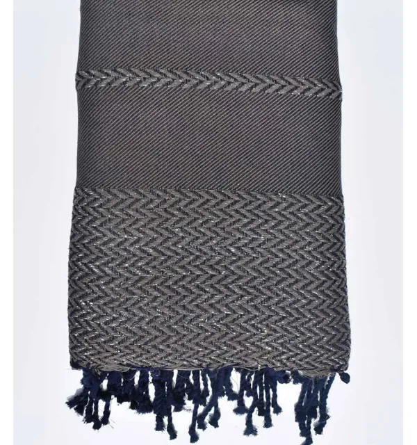 Thrown brown and dark blue Fouta Tunisia - 1