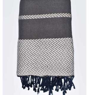 Thrown brown with stripes ecru Fouta Tunisia - 1