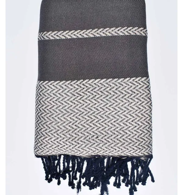 Thrown brown with stripes ecru Fouta Tunisia - 1