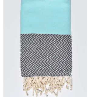 Thrown turquoise and dark gray Fouta Tunisia - 1