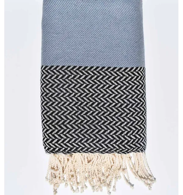 Thrown woad blue and dark blue Fouta Tunisia - 1