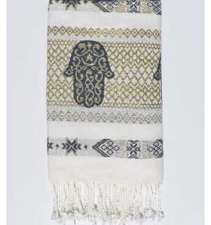 Beach towel khomsa dark blue Fouta Tunisia - 1