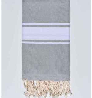 Grey blue with white stripe throw Fouta Tunisia - 1