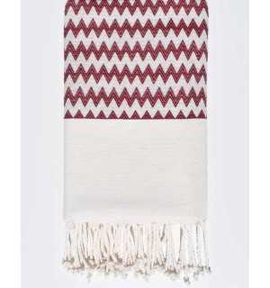 zigzag Red Bordeaux beach towel Fouta Tunisia - 3