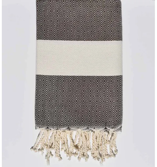 Beach Towel Diamant Chevron Brown Fouta Tunisia - 1