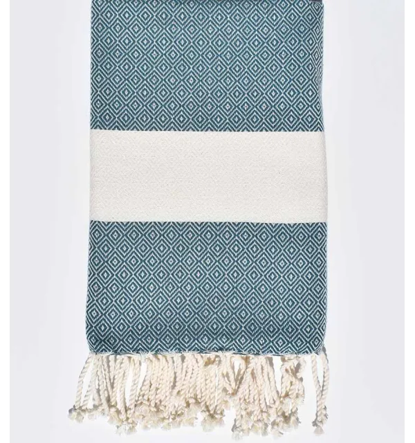 Beach towel Diamant chevron blue Duck Fouta Tunisia - 1