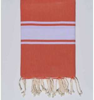 Flat orange mandarin beach towel Fouta Tunisia - 1