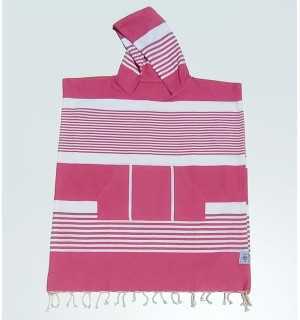 Poncho towel Fushia pink for kids Fouta Tunisia - 1