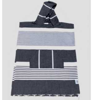 Poncho blue black towel for kids Fouta Tunisia - 1