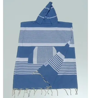 Poncho towel pastel blue for kids Fouta Tunisia - 1 2