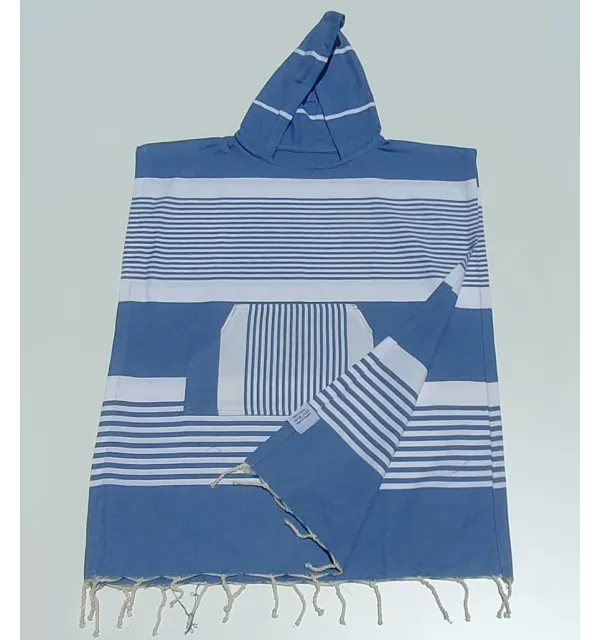Poncho towel pastel blue for kids Fouta Tunisia - 2