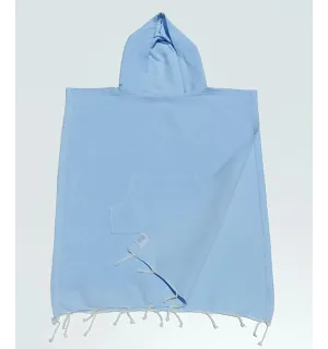 Poncho towel sky blue for kids Fouta Tunisia - 1 2