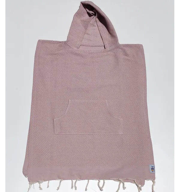 Poncho towel parrot pink for kids Fouta Tunisia - 1