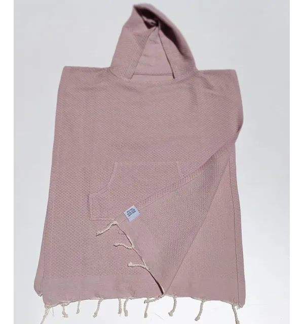 Poncho towel parrot pink for kids Fouta Tunisia - 2