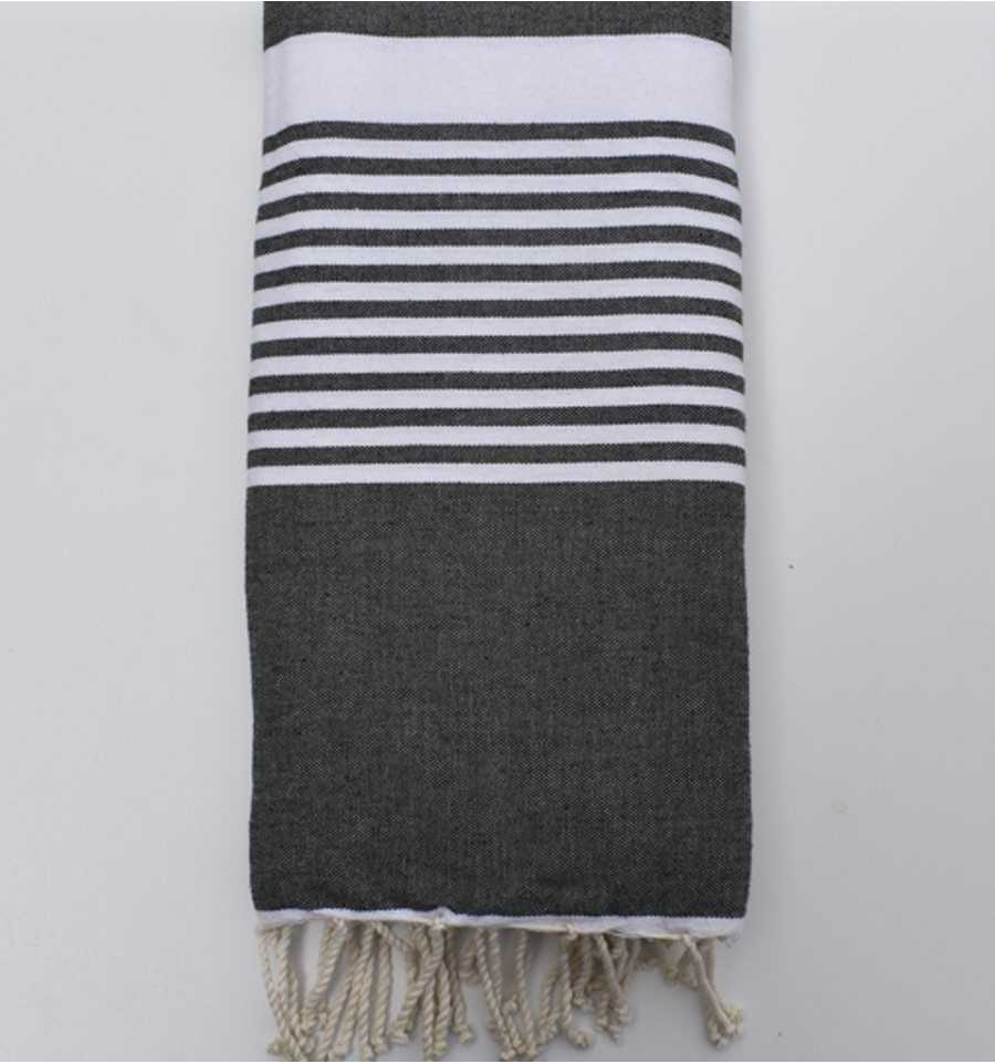Thrown anthracite gray with stripes 1.50m x 2.50m Fouta Tunisia - 4
