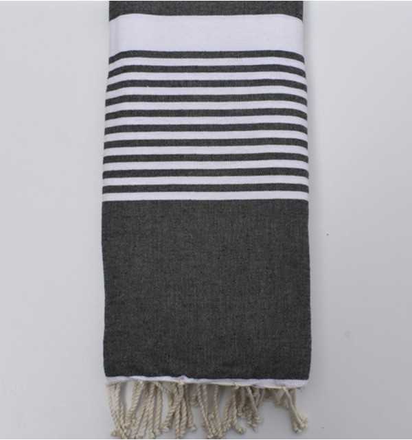 Thrown anthracite gray with stripes 1.50m x 2.50m Fouta Tunisia - 4