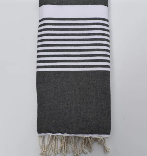 Thrown anthracite gray with stripes 1.50m x 2.50m Fouta Tunisia - 4