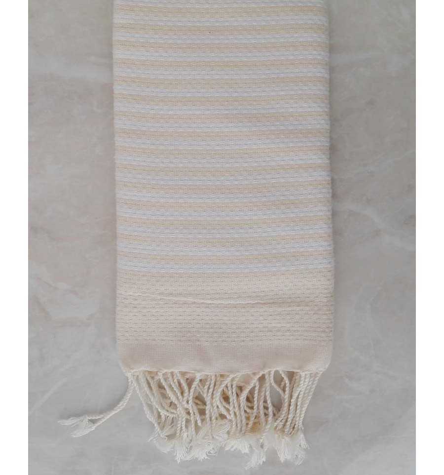 Honeycomb striped 1cm cream stripes fouta