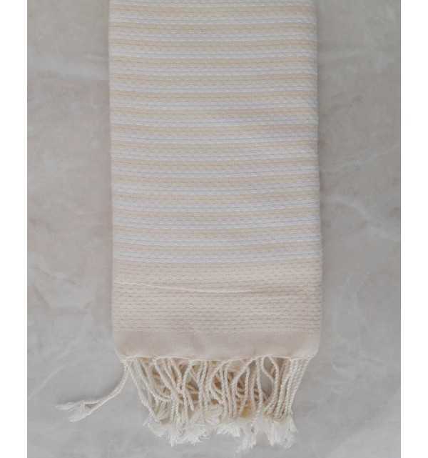 FOUTA nid d'abeille rayée 1 cm rayure rouge 