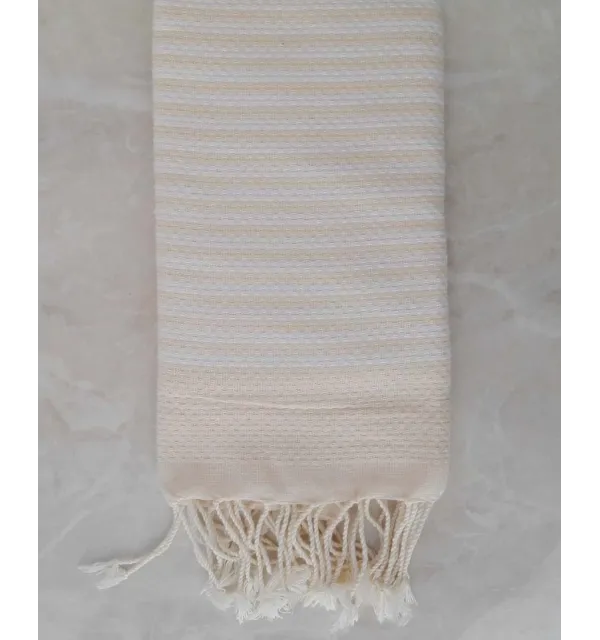 FOUTA nid d'abeille rayée 1 cm rayure rouge 