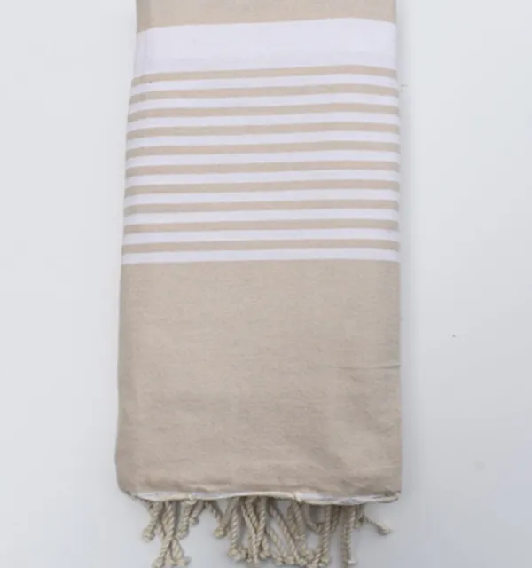 Thrown beige 1.50m x 2.50m Fouta Tunisia - 1